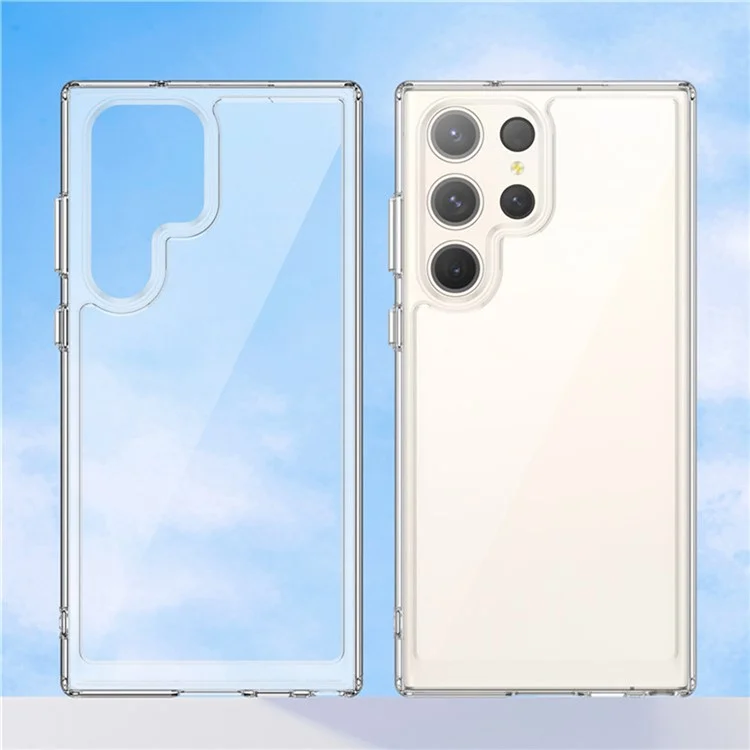 Capa para Samsung Galaxy S23 Ultra da série MF da WANLONFENG, com TPU + Acrílico transparente e película de vidro temperado.
