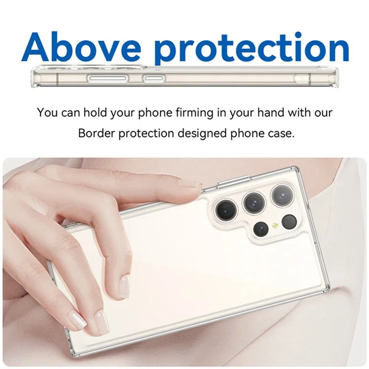 Capa para Samsung Galaxy S23 Ultra da série MF da WANLONFENG, com TPU + Acrílico transparente e película de vidro temperado.