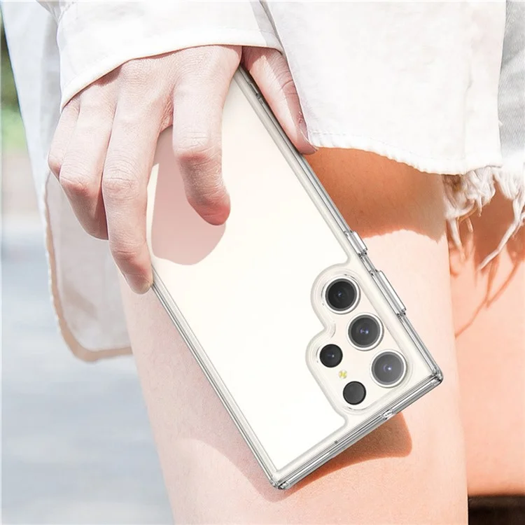 Capa para Samsung Galaxy S23 Ultra da série MF da WANLONFENG, com TPU + Acrílico transparente e película de vidro temperado.