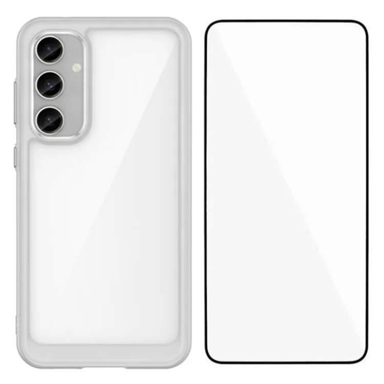 Capa para Samsung Galaxy S23 FE da série WANLONFENG MF, em TPU+acrílico transparente, com película de vidro temperado.