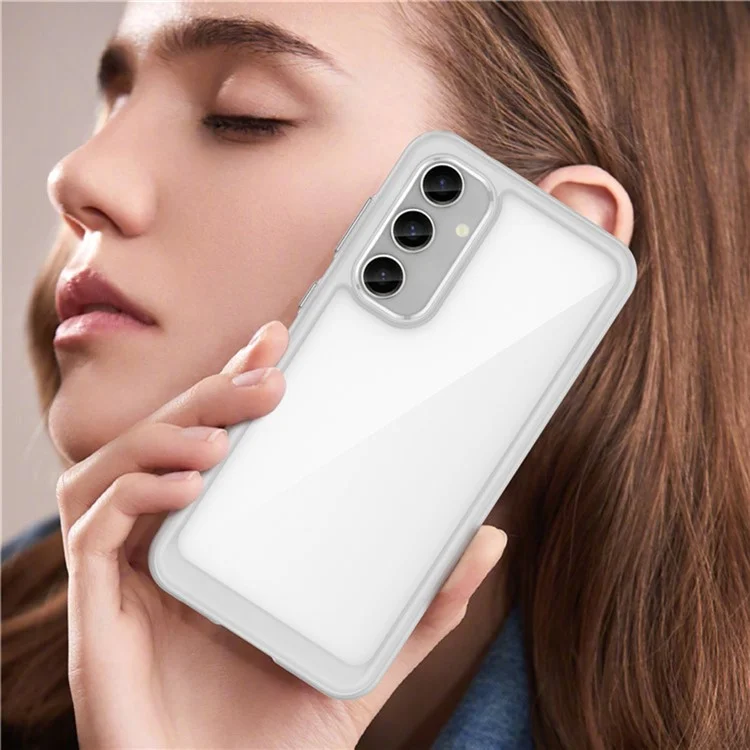 Capa para Samsung Galaxy S23 FE da série WANLONFENG MF, em TPU+acrílico transparente, com película de vidro temperado.