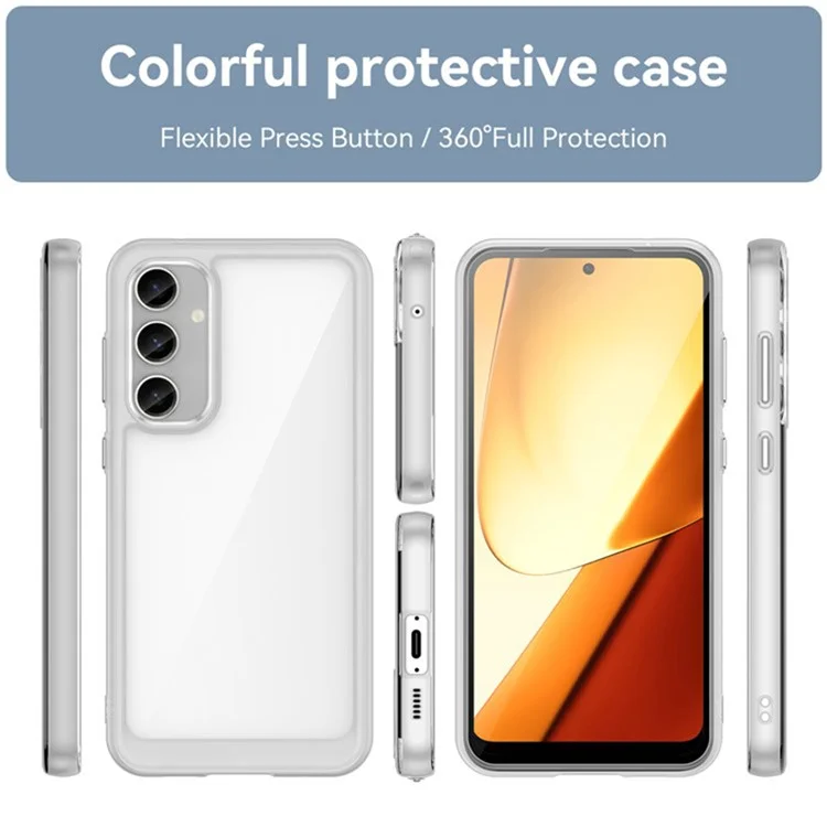 Capa para Samsung Galaxy S23 FE da série WANLONFENG MF, em TPU+acrílico transparente, com película de vidro temperado.