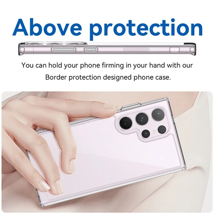 WANLONFENG MF Series for Samsung Galaxy S24 Ultra Case TPU+Acrylic Clear Phone Cover with Tempered Glass Film