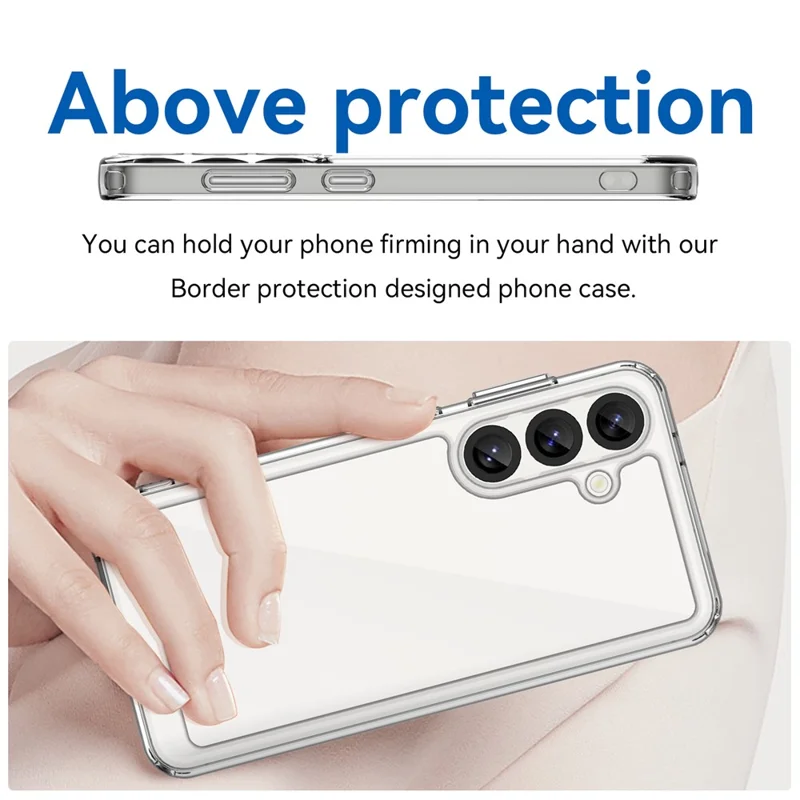 WANLONFENG MF Series for Samsung Galaxy S25 Case TPU+Acrylic Clear Phone Cover with Tempered Glass Film