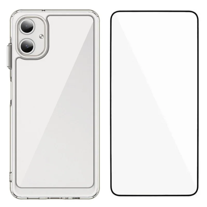WANLONFENG MF Series for Samsung Galaxy A06 4G Case TPU+Acrylic Clear Phone Cover with Tempered Glass Film