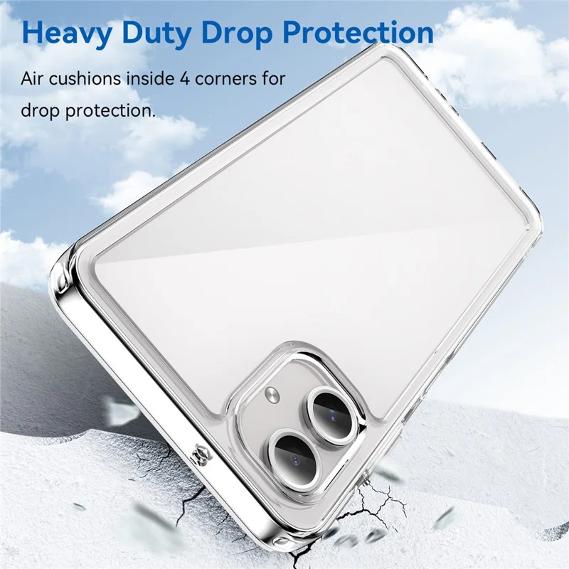 WANLONFENG MF Series for Samsung Galaxy A06 4G Case TPU+Acrylic Clear Phone Cover with Tempered Glass Film
