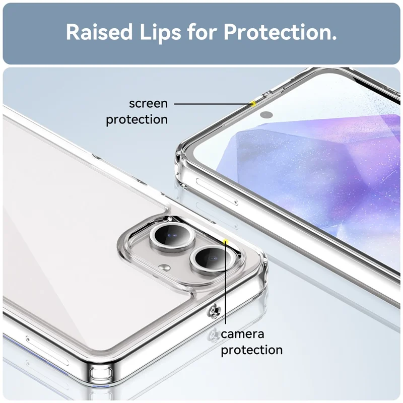 WANLONFENG MF Series for Samsung Galaxy A06 4G Case TPU+Acrylic Clear Phone Cover with Tempered Glass Film