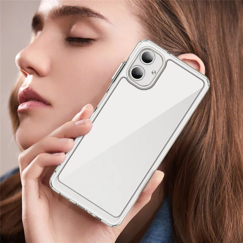 WANLONFENG MF Series for Samsung Galaxy A06 4G Case TPU+Acrylic Clear Phone Cover with Tempered Glass Film