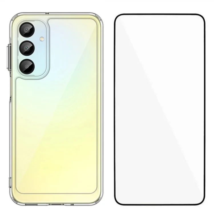 WANLONFENG MF Series for Samsung Galaxy A16 4G / 5G Case TPU+Acrylic Clear Phone Cover with Tempered Glass Film