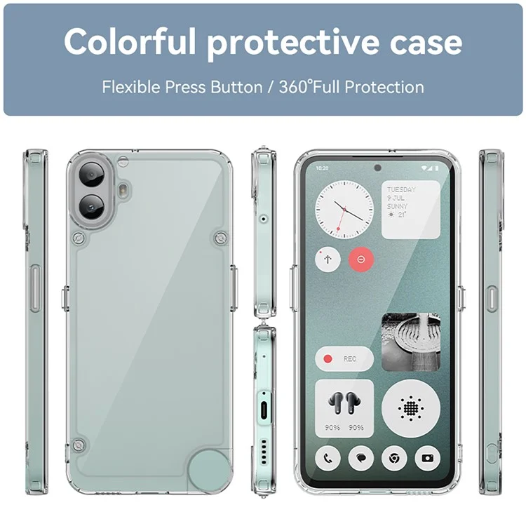 WANLONFENG MF Series for Nothing CMF Phone 1 Case TPU+Acrylic Clear Phone Cover with Tempered Glass Film