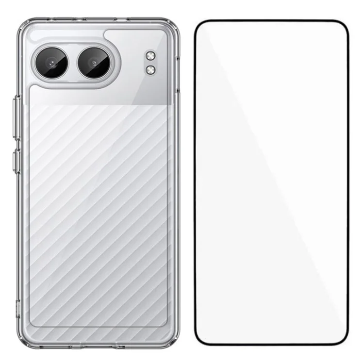 WANLONFENG MF Series for OnePlus Nord 4 Case TPU+Acrylic Clear Phone Cover with Tempered Glass Film