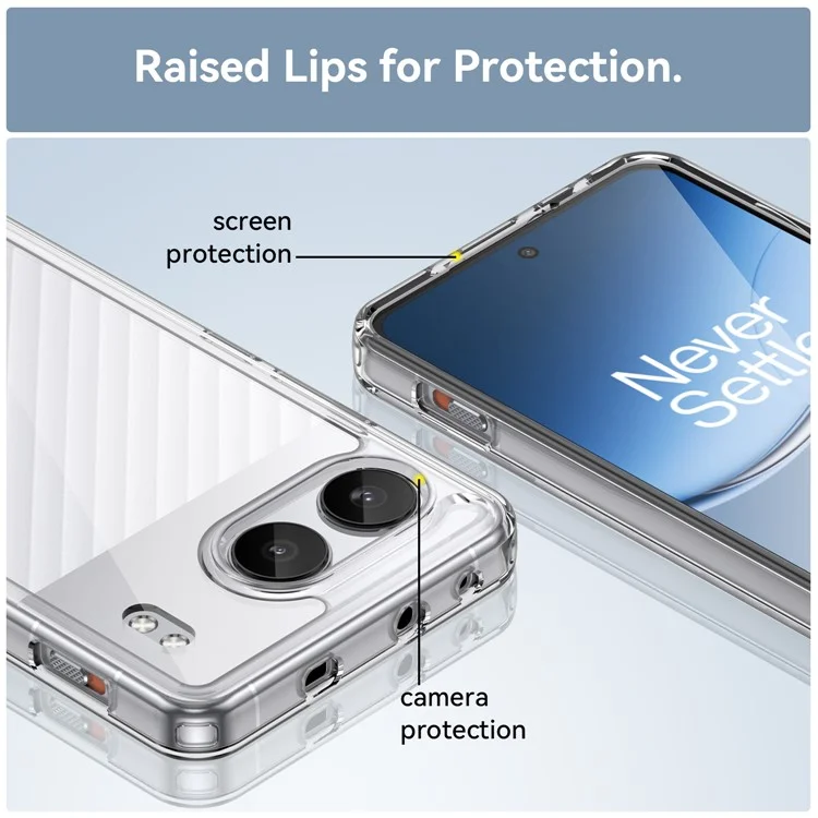 WANLONFENG MF Series for OnePlus Nord 4 Case TPU+Acrylic Clear Phone Cover with Tempered Glass Film