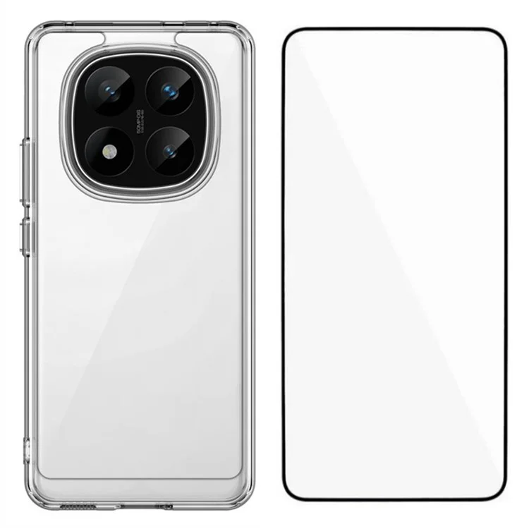 Funda para Xiaomi Redmi Note 14 Pro+ 5G de la serie MF WANLONFENG, cubierta de teléfono transparente de TPU+acrílico con película de vidrio templado.
