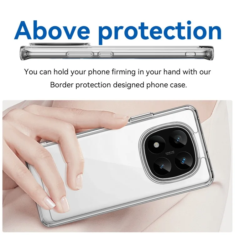 Funda para Xiaomi Redmi Note 14 Pro+ 5G de la serie MF WANLONFENG, cubierta de teléfono transparente de TPU+acrílico con película de vidrio templado.