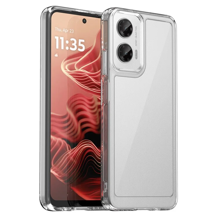 WANLONFENG MF Series for Motorola Moto G35 5G Case TPU+Acrylic Clear Phone Cover with Tempered Glass Film