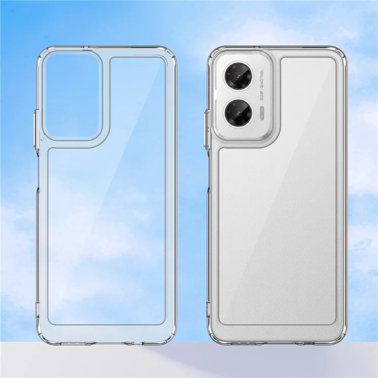 WANLONFENG MF Series for Motorola Moto G35 5G Case TPU+Acrylic Clear Phone Cover with Tempered Glass Film
