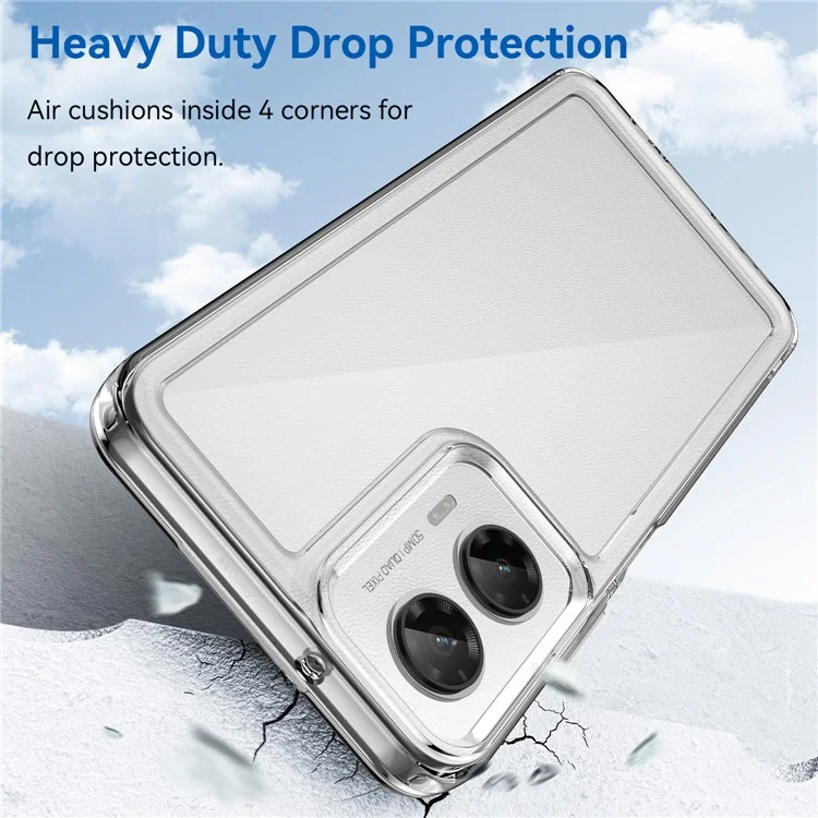 WANLONFENG MF Series for Motorola Moto G35 5G Case TPU+Acrylic Clear Phone Cover with Tempered Glass Film