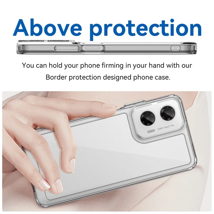 WANLONFENG MF Series for Motorola Moto G35 5G Case TPU+Acrylic Clear Phone Cover with Tempered Glass Film
