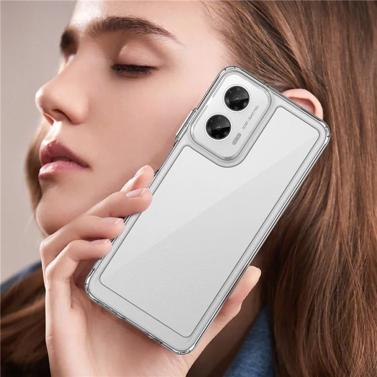 WANLONFENG MF Series for Motorola Moto G35 5G Case TPU+Acrylic Clear Phone Cover with Tempered Glass Film