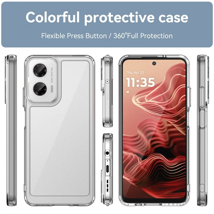 WANLONFENG MF Series for Motorola Moto G35 5G Case TPU+Acrylic Clear Phone Cover with Tempered Glass Film