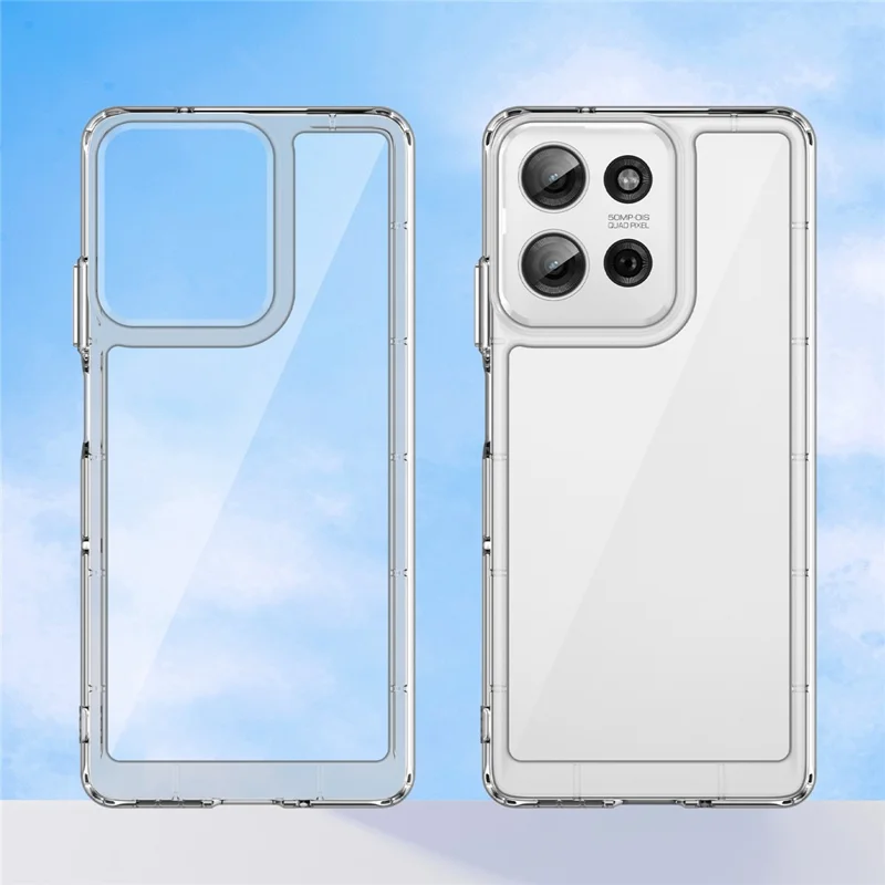 WANLONFENG MF Series for Motorola Moto G75 5G Case TPU+Acrylic Clear Phone Cover with Tempered Glass Film