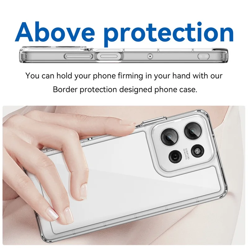 WANLONFENG MF Series for Motorola Moto G75 5G Case TPU+Acrylic Clear Phone Cover with Tempered Glass Film