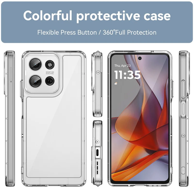 WANLONFENG MF Series for Motorola Moto G75 5G Case TPU+Acrylic Clear Phone Cover with Tempered Glass Film