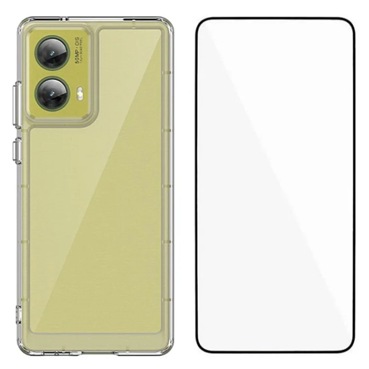 Funda para Motorola Moto G85 5G / S50 Neo 5G, Serie MF de WANLONFENG, cubierta de teléfono transparente de TPU + acrílico con película de vidrio templado.