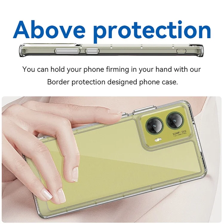 Funda para Motorola Moto G85 5G / S50 Neo 5G, Serie MF de WANLONFENG, cubierta de teléfono transparente de TPU + acrílico con película de vidrio templado.