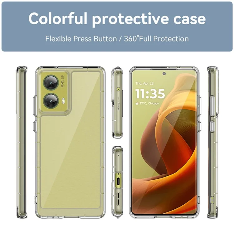 Funda para Motorola Moto G85 5G / S50 Neo 5G, Serie MF de WANLONFENG, cubierta de teléfono transparente de TPU + acrílico con película de vidrio templado.