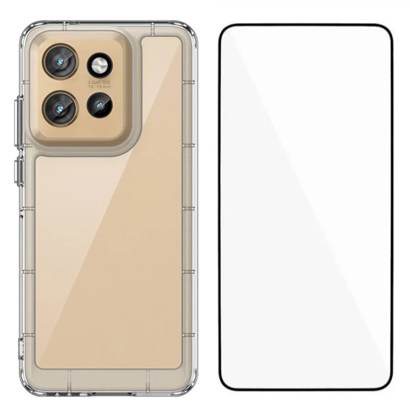 Étui WANLONFENG MF Series pour Motorola Edge 50 Neo 5G en TPU+acrylique transparent avec film en verre trempé.