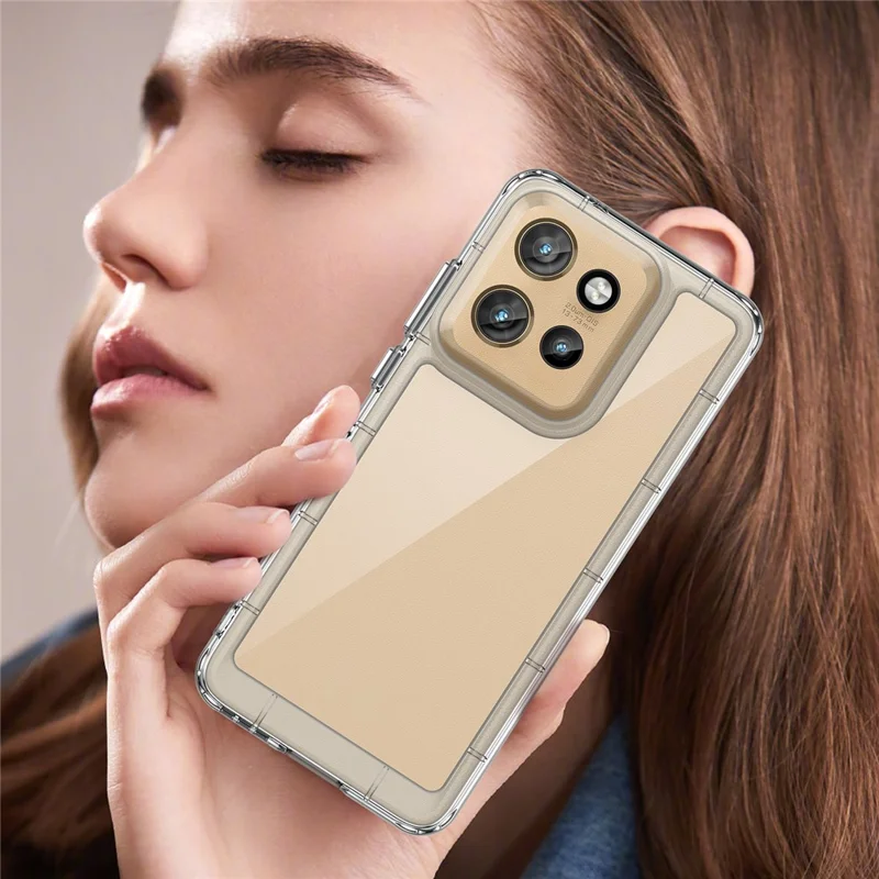 Étui WANLONFENG MF Series pour Motorola Edge 50 Neo 5G en TPU+acrylique transparent avec film en verre trempé.