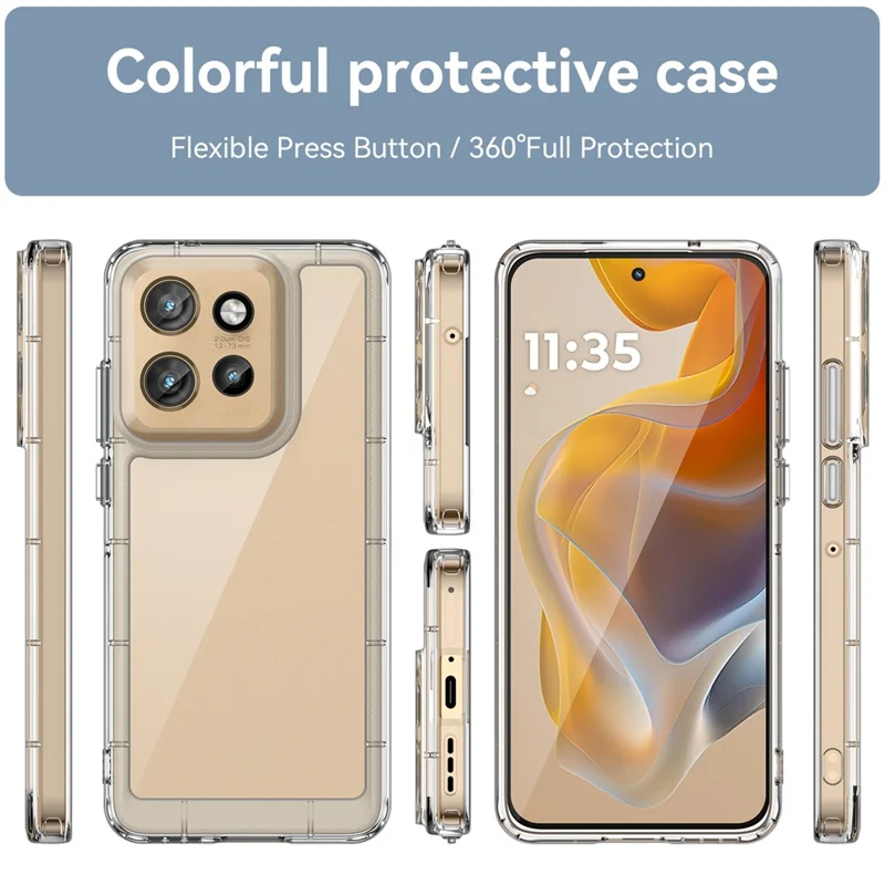 Étui WANLONFENG MF Series pour Motorola Edge 50 Neo 5G en TPU+acrylique transparent avec film en verre trempé.