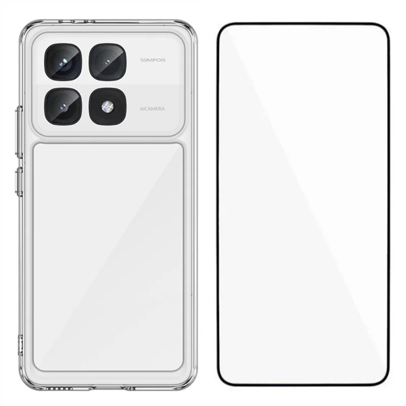 WANLONFENG MF Series for Xiaomi Redmi K70 Ultra Case TPU+Acrylic Clear Phone Cover with Tempered Glass Film