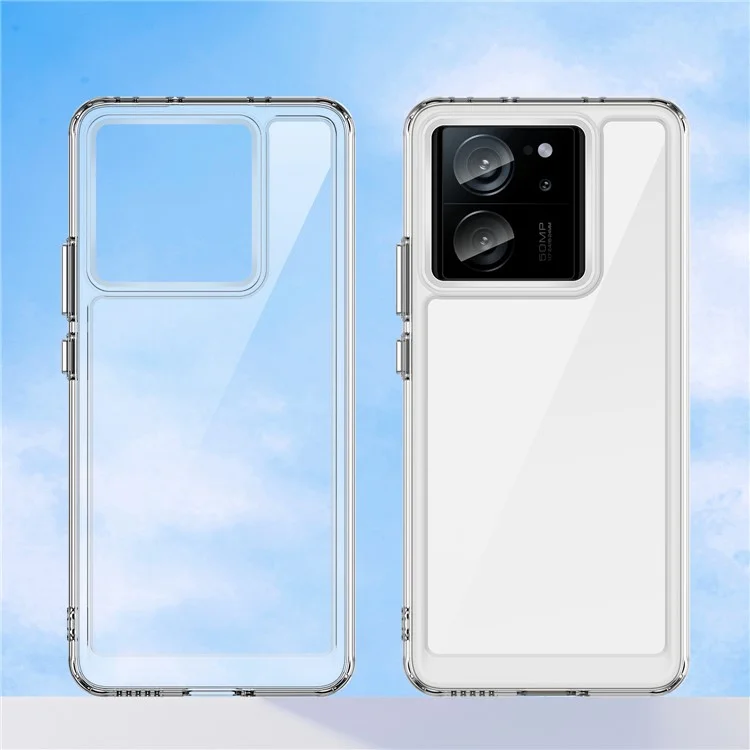 Carcasa para Xiaomi 13T Pro / 13T de la serie MF de WANLONFENG, cubierta de teléfono transparente de TPU + acrílico con película de vidrio templado.