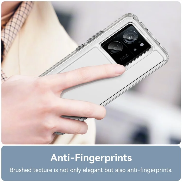 Carcasa para Xiaomi 13T Pro / 13T de la serie MF de WANLONFENG, cubierta de teléfono transparente de TPU + acrílico con película de vidrio templado.