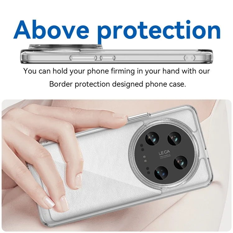 WANLONFENG MF Series for Xiaomi 14 Ultra Case TPU+Acrylic Clear Phone Cover with Tempered Glass Film