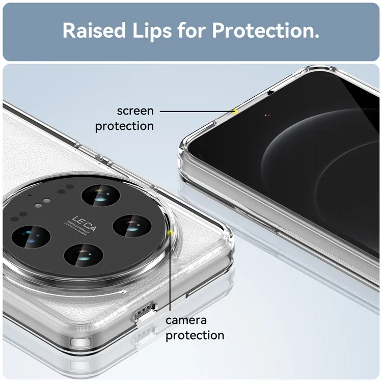 WANLONFENG MF Series for Xiaomi 14 Ultra Case TPU+Acrylic Clear Phone Cover with Tempered Glass Film