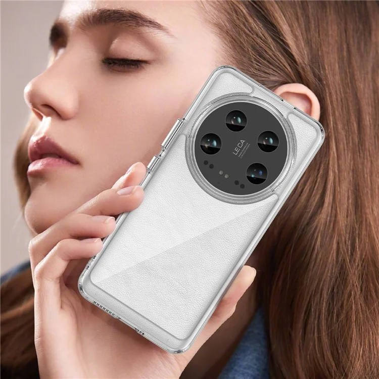 WANLONFENG MF Series for Xiaomi 14 Ultra Case TPU+Acrylic Clear Phone Cover with Tempered Glass Film