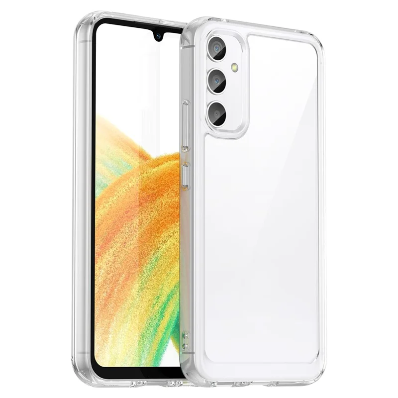 Custodia per Samsung Galaxy A34 5G serie MF WANLONFENG, cover telefonica trasparente in TPU+acrilico con pellicola in vetro temperato.