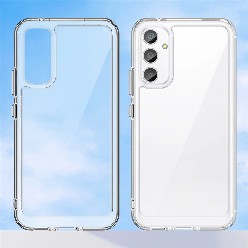Custodia per Samsung Galaxy A34 5G serie MF WANLONFENG, cover telefonica trasparente in TPU+acrilico con pellicola in vetro temperato.