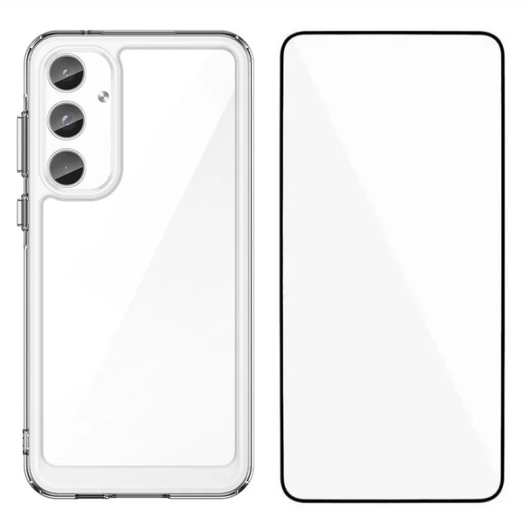 WANLONFENG MF Series for Samsung Galaxy A05s 4G Case TPU+Acrylic Clear Phone Cover with Tempered Glass Film
