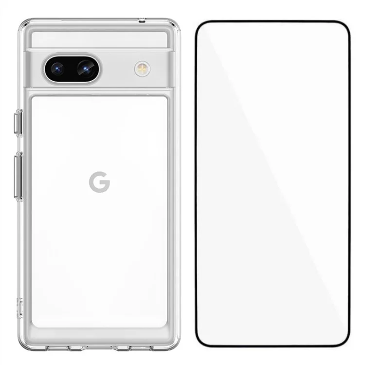 WANLONFENG Чехол для Google Pixel 7a серии MF, прозрачный чехол из ТПУ и акрила с закаленной стеклянной пленкой