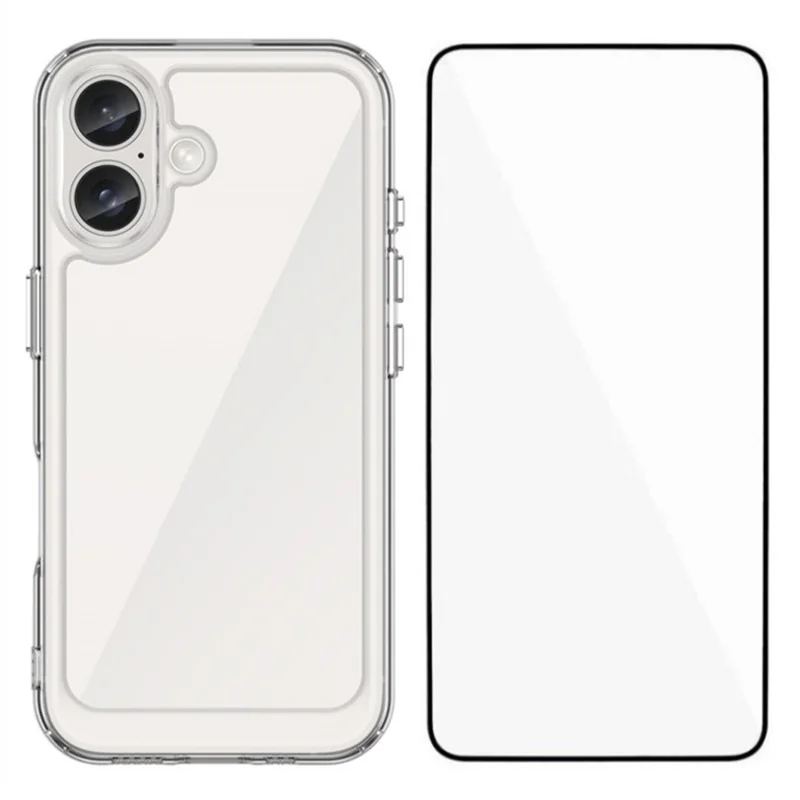 Coque de téléphone WANLONFENG MF Series pour iPhone 16 Plus en TPU + acrylique transparent avec film en verre trempé