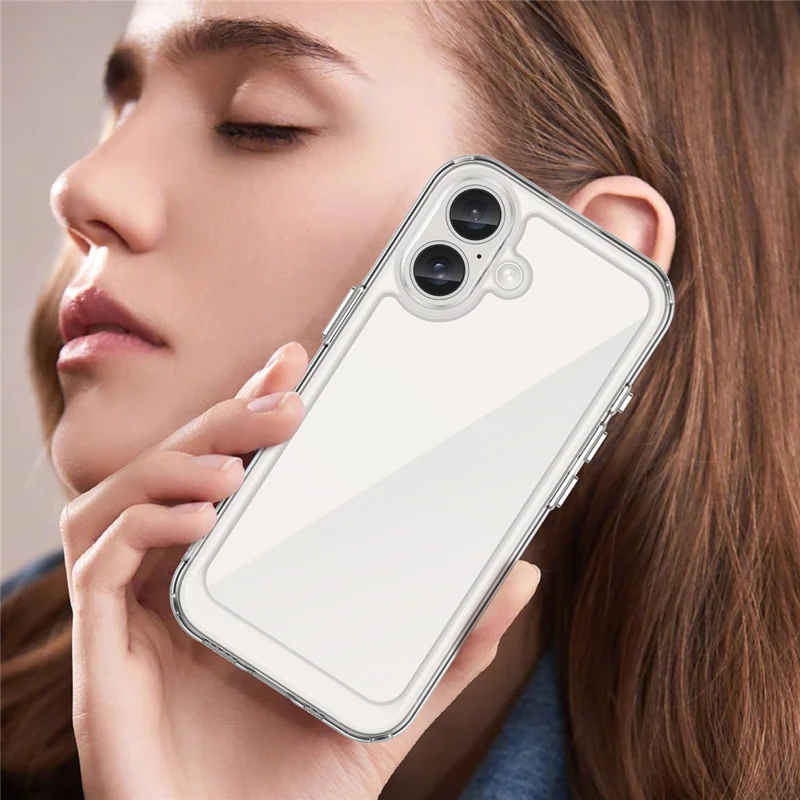 Coque de téléphone WANLONFENG MF Series pour iPhone 16 Plus en TPU + acrylique transparent avec film en verre trempé