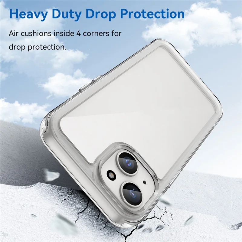 WANLONFENG MF Series for iPhone 15 Case TPU+Acrylic Clear Phone Cover with Tempered Glass Film