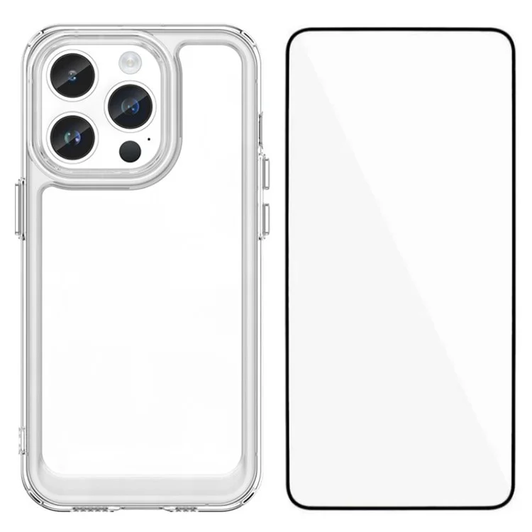 Capa para iPhone 14 Pro da série MF da WANLONFENG, feita de TPU + acrílico transparente com película de vidro temperado.