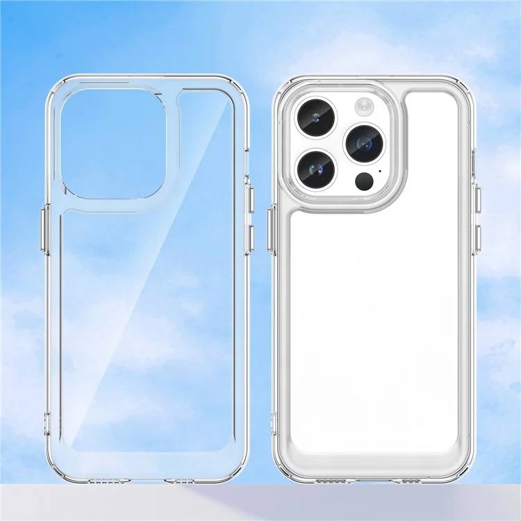 Capa para iPhone 14 Pro da série MF da WANLONFENG, feita de TPU + acrílico transparente com película de vidro temperado.