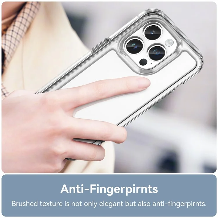 Capa para iPhone 14 Pro da série MF da WANLONFENG, feita de TPU + acrílico transparente com película de vidro temperado.