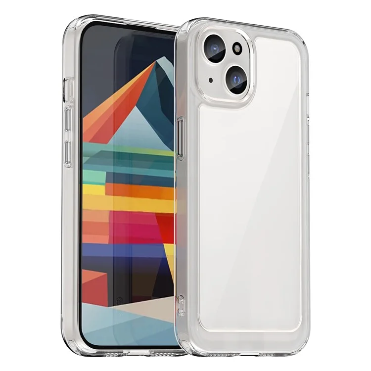 WANLONFENG MF Series for iPhone 14 Case TPU+Acrylic Clear Phone Cover with Tempered Glass Film